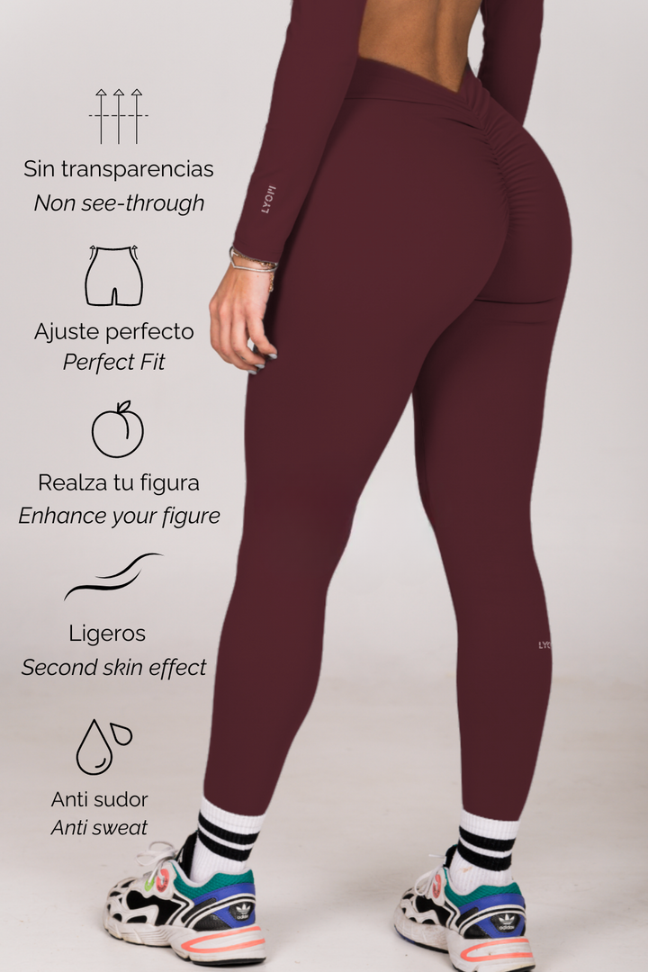 LYOM™ Active Allure Leggings - Bordeaux - LYOM™