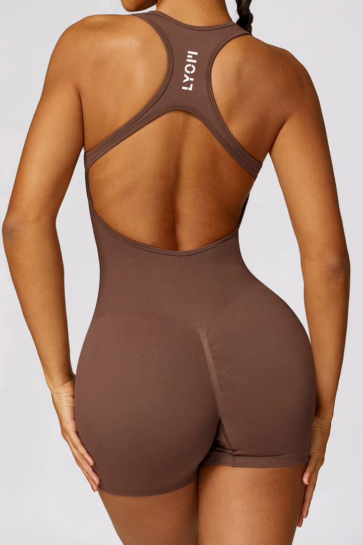 LYOM™ Essential Barre Jumpsuit - Chocolate - LYOM™