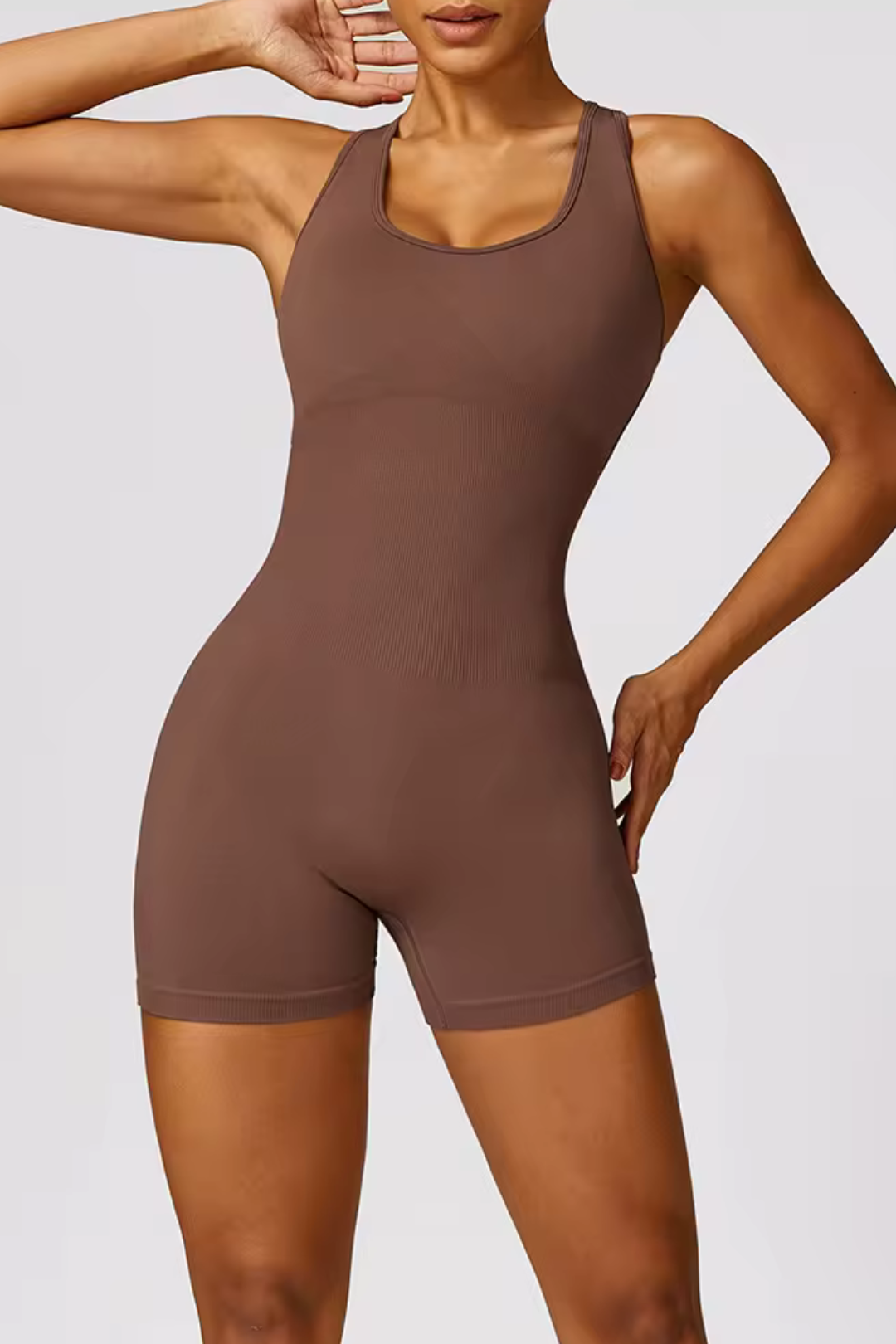 LYOM™ Essential Barre Jumpsuit - Chocolate - LYOM™