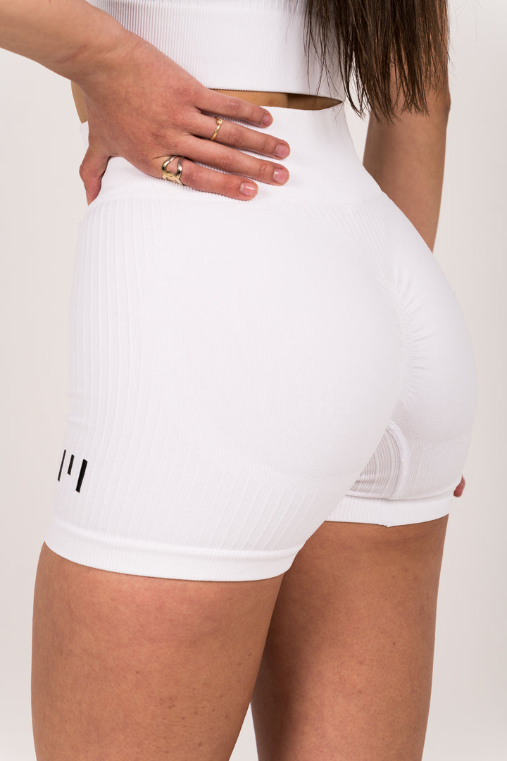 LYOM™ Passion Ribbed Shorts - White