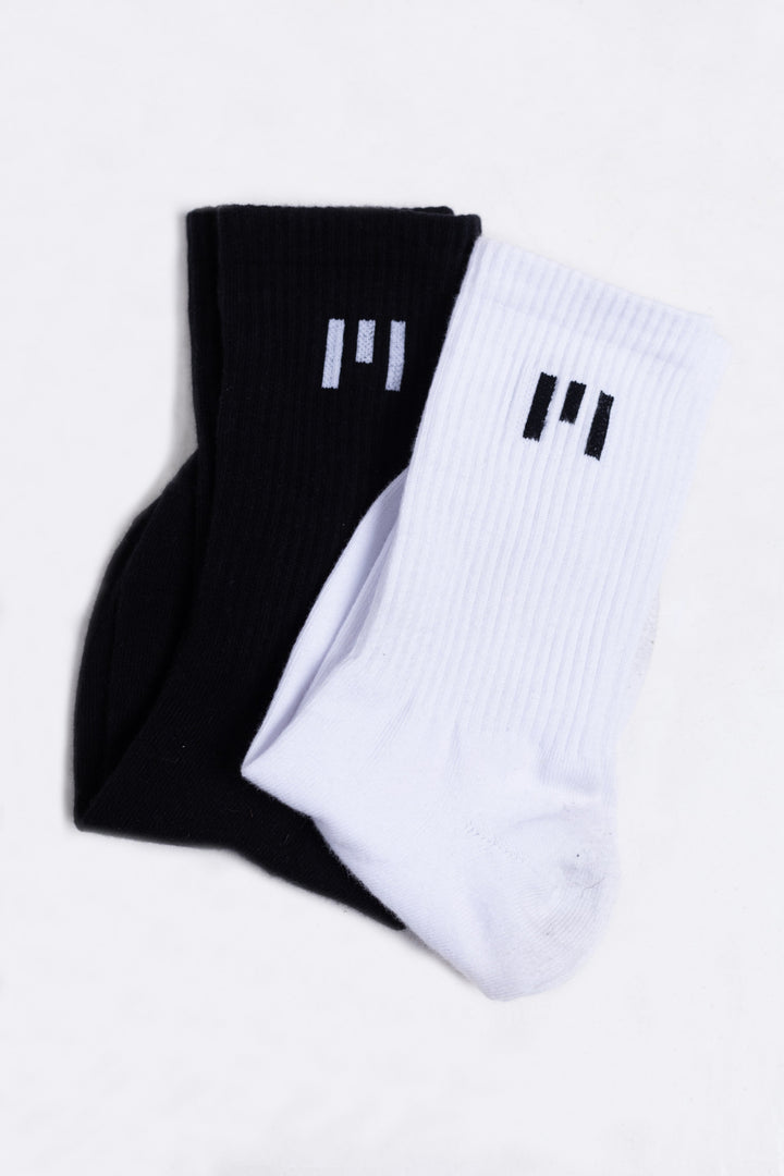 Premium Unisex Socks - Pack 2 | LYOM - Black/White