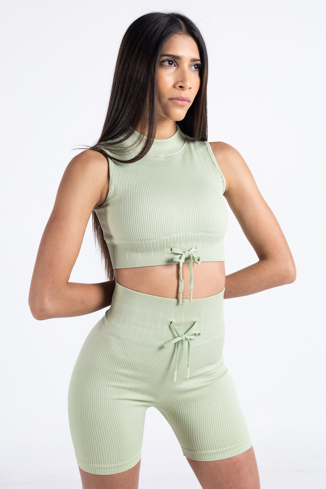 LYOM™ Aesthetic Halter Ribbed Top - Lime